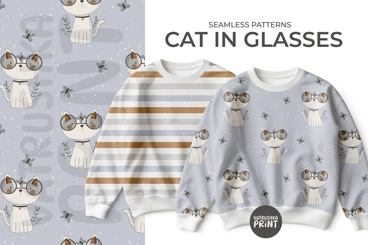 Printable pattern with cat, a Pattern Graphic by vatrushkaprint_store (Photo 1 of 2)