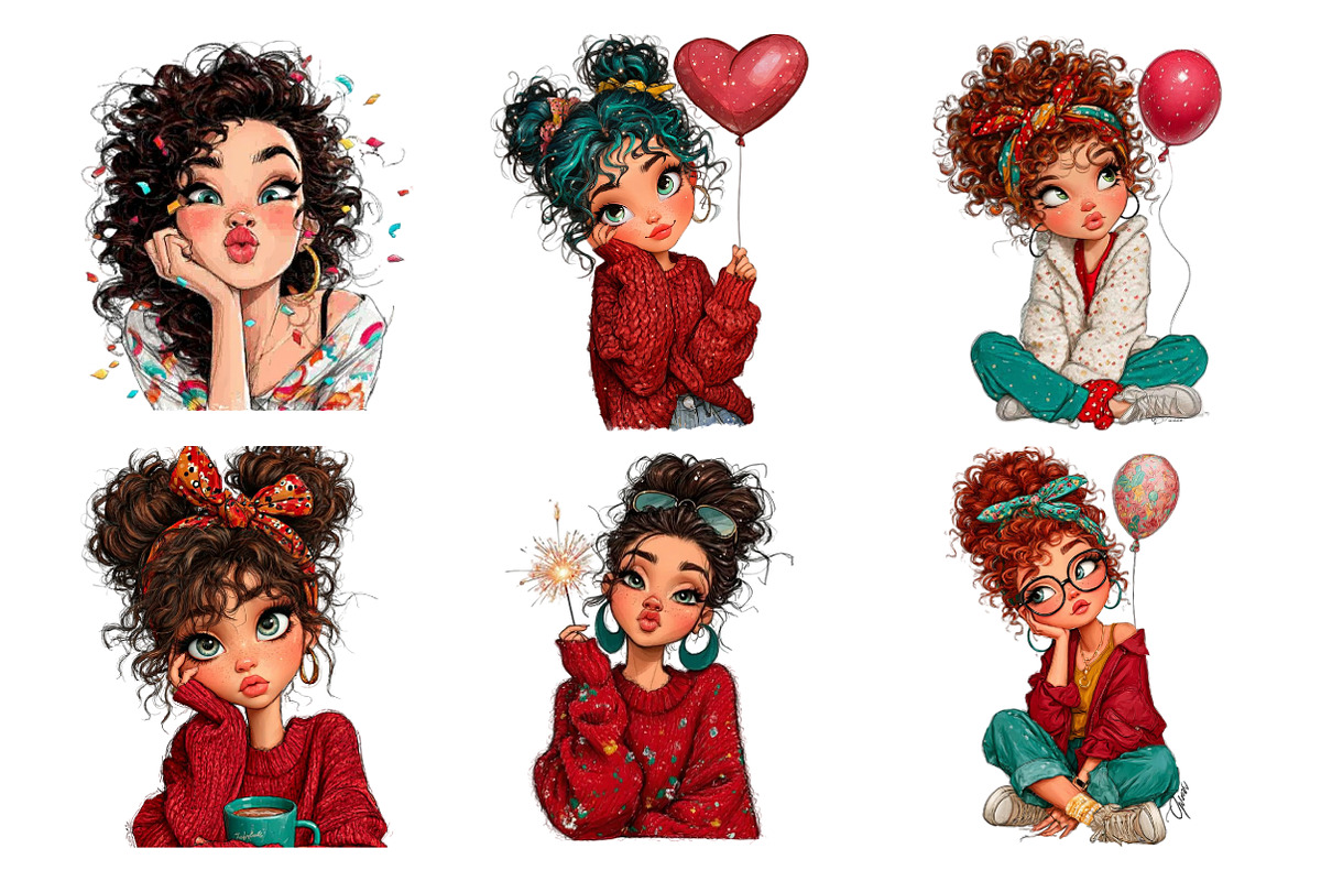 Quirky Girl New Year Clipart, an Illustration by SinaCreation (Photo 3 of 11)