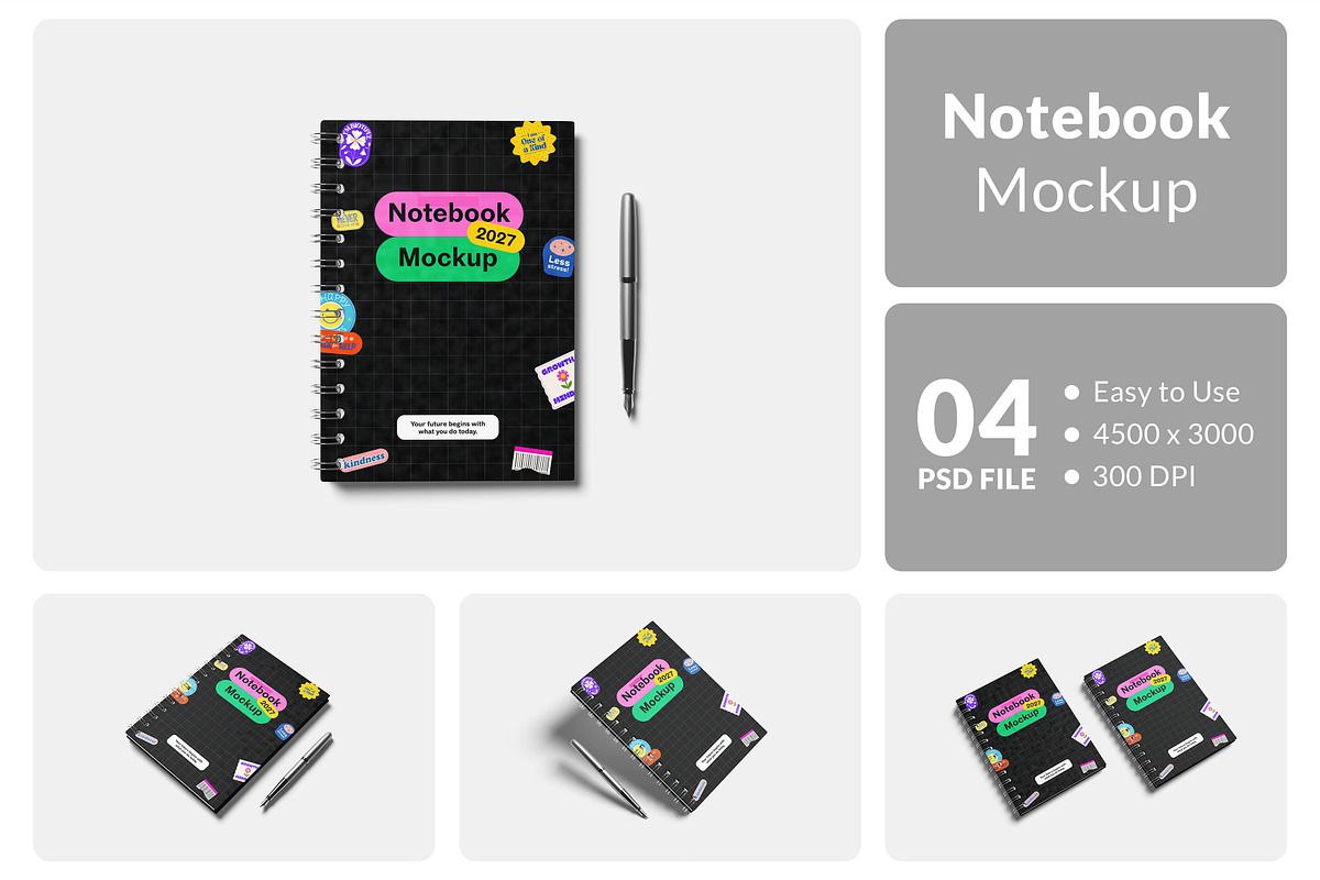 Notebook Mockup, a Books & Magazine Mockup by Hazzpro_Std (Photo 1 of 5)