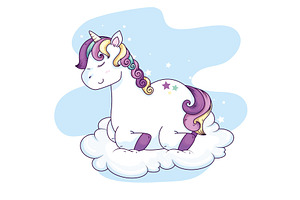 Cute Unicorn Fantasy In Cloud