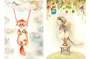 Cartoon watercolor animals, an Animal Illustration by IvanFet (Thumbnail 1 of 2)