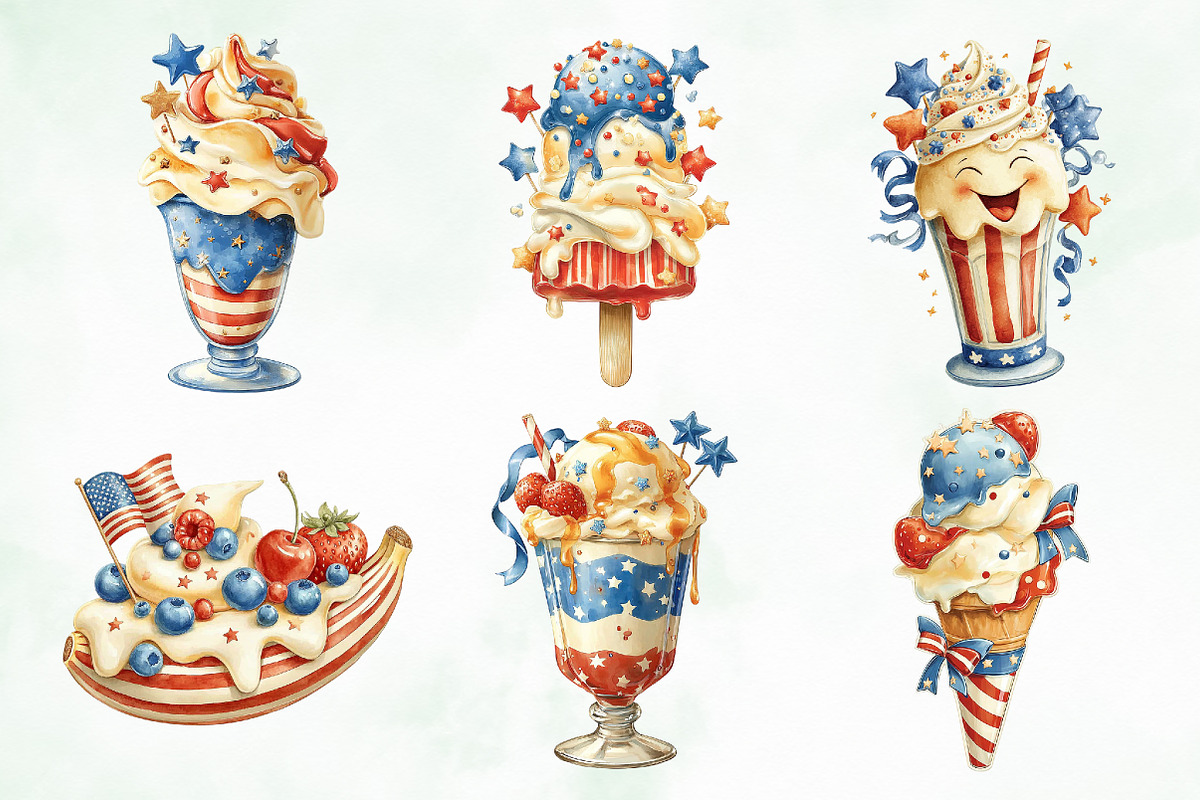 Whimsical Patriotic Ice-Cream, a Seasonal Illustration by Creative Art (Photo 5 of 8)
