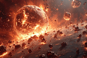 Fiery Asteroids in Space, a Nature Photo by Ales Munt