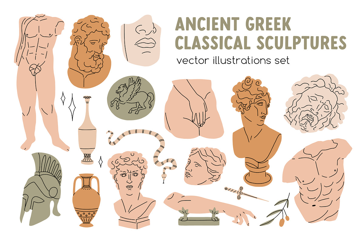 Ancient Greek statues and sculptures, a Decorative Illustration by Good Studio (Photo 1 of 3)