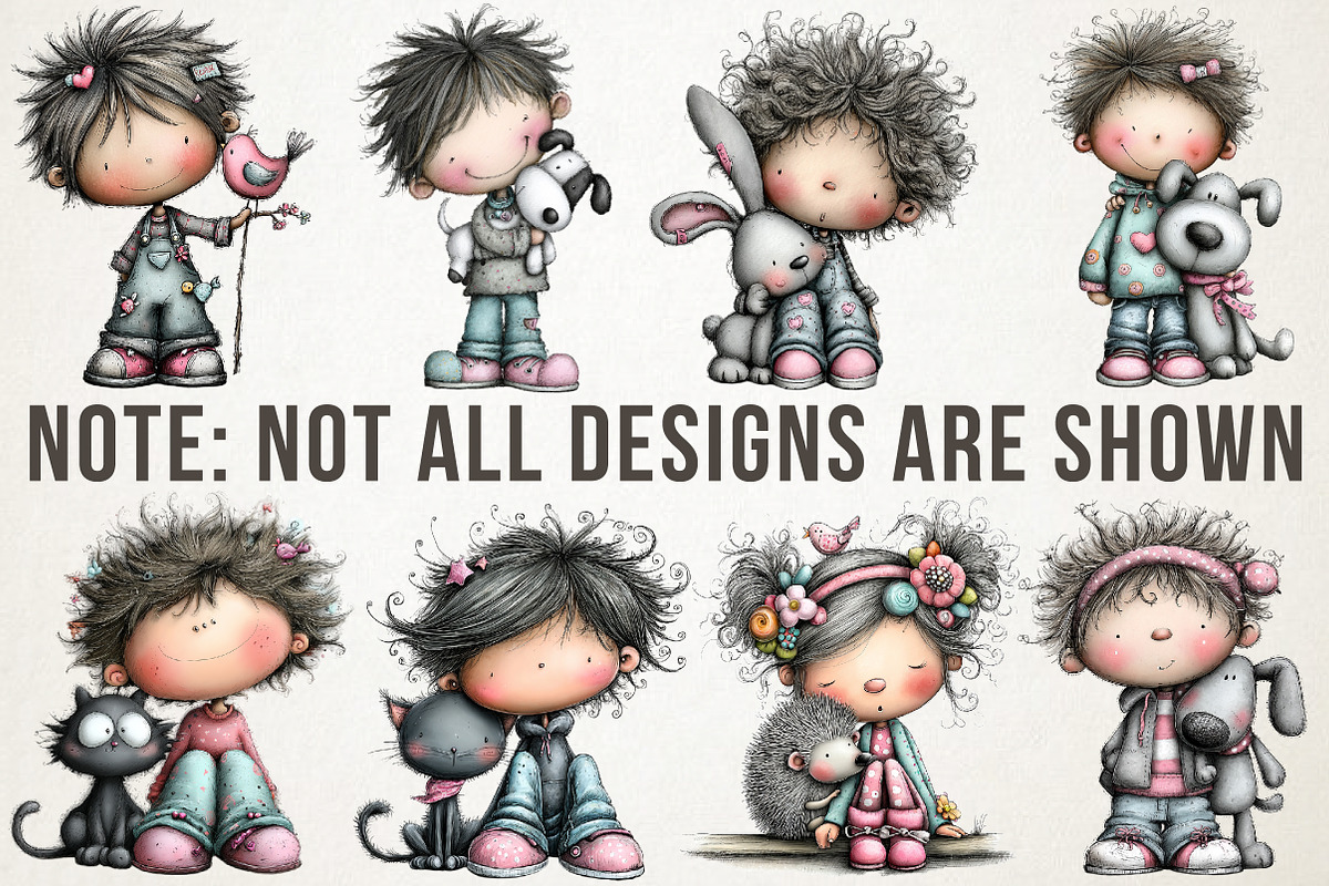 Cute Whimsical People and Pets Bundl, an Illustration by RobertsArt (Photo 3 of 7)