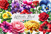Watercolor Floral Clipart, an Illustration by Designworld (Thumbnail 1 of 6)