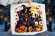 Halloween Cute Witch Reading Book, a Seasonal Illustration by Canvas Craft (Thumbnail 1 of 6)