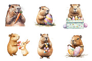 Hoppy Easter Capybaras Clipart, an Illustration by CreationArt (Thumbnail 4 of 5)