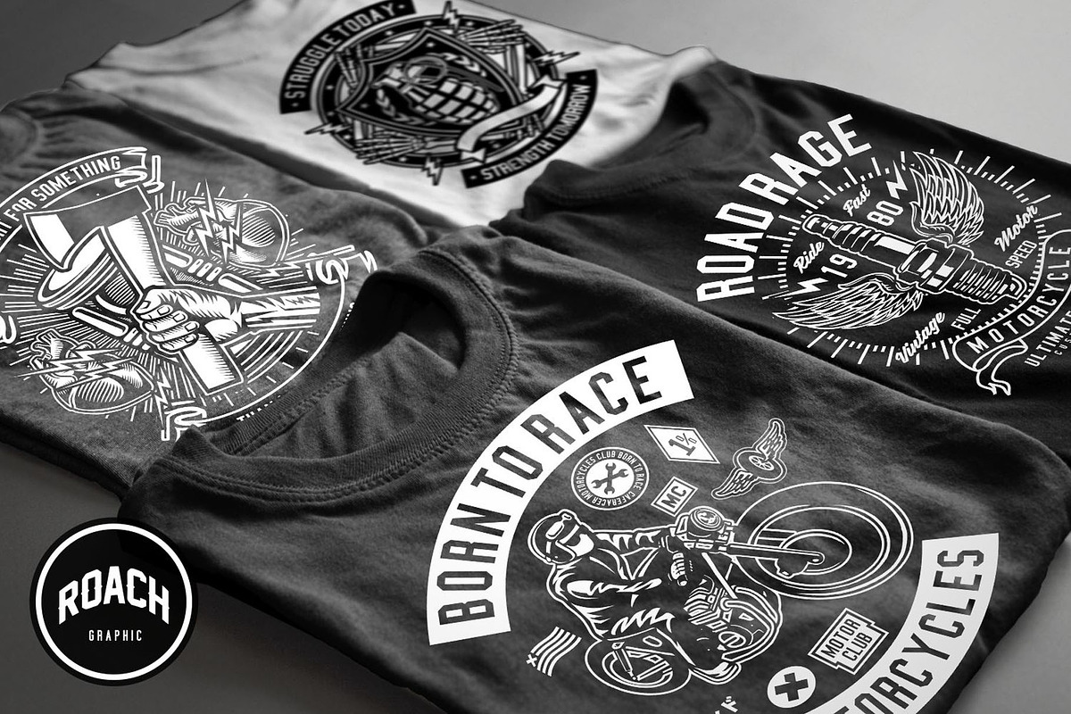 100 Vector Tshirt Designs ( B/W ), an Illustration by roach_graphic (Photo 2 of 20)