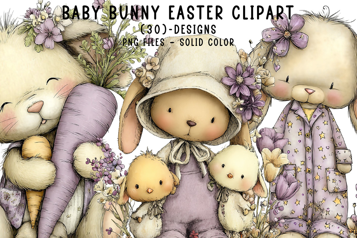 Baby Bunny Easter Clipart, an Illustration by CreationArt (Photo 1 of 6)