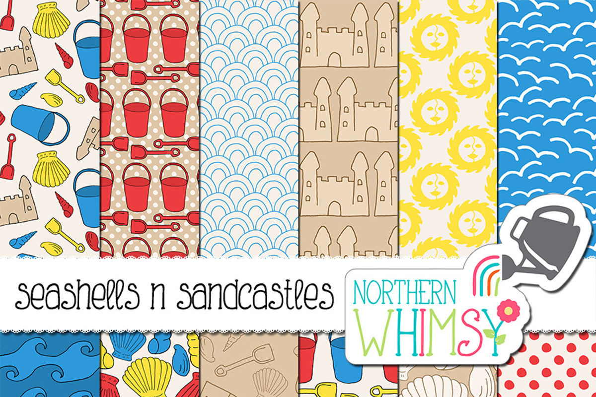 Beach Patterns: Sandcastles & Shells, a Pattern Graphic by Northern ...