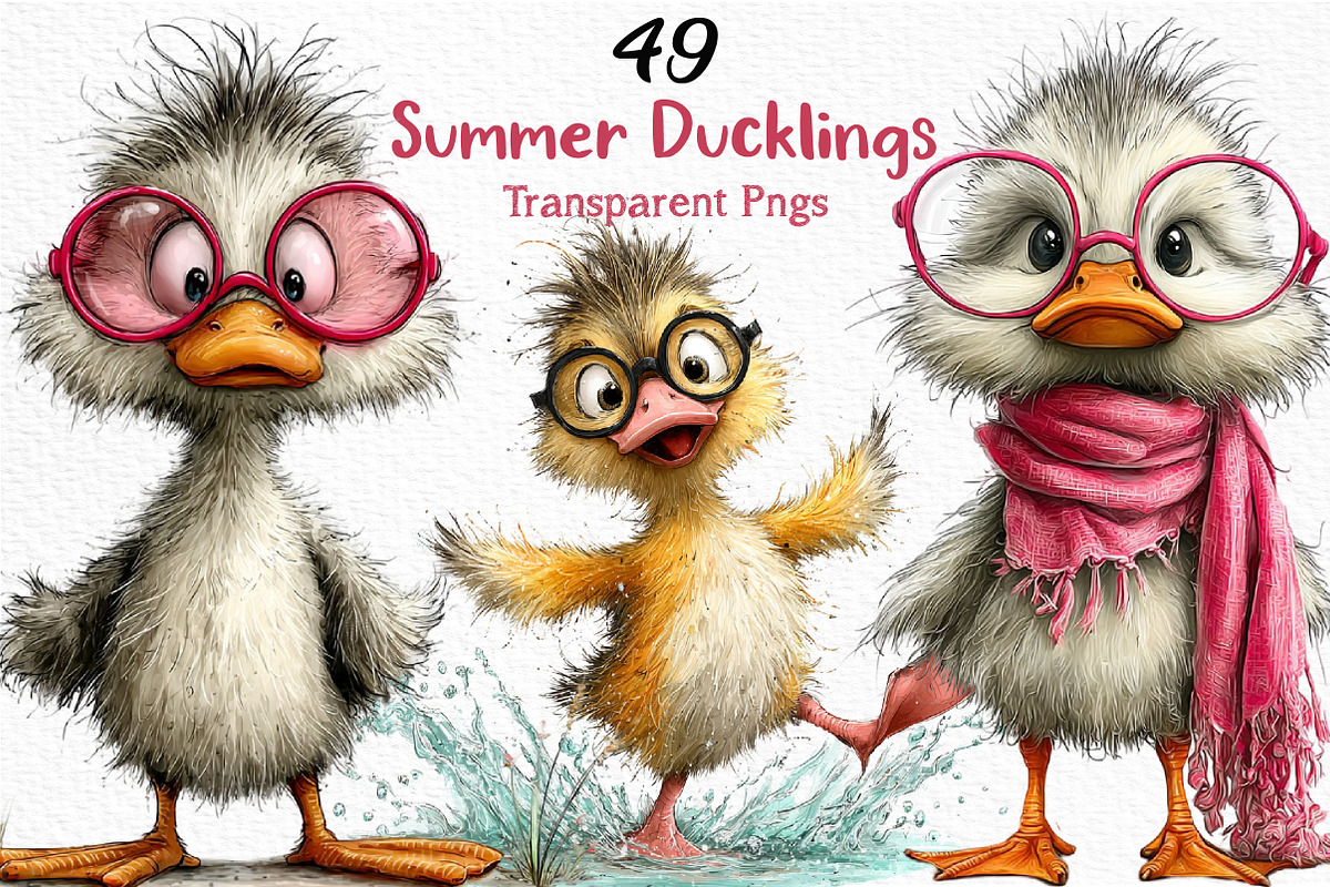 Summer Ducklings Clipart PNG, an Illustration by Craft Nest (Photo 1 of 12)