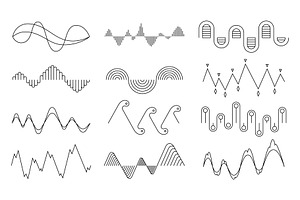 Vector music sound waves set, a Technology Illustration by Things for designers