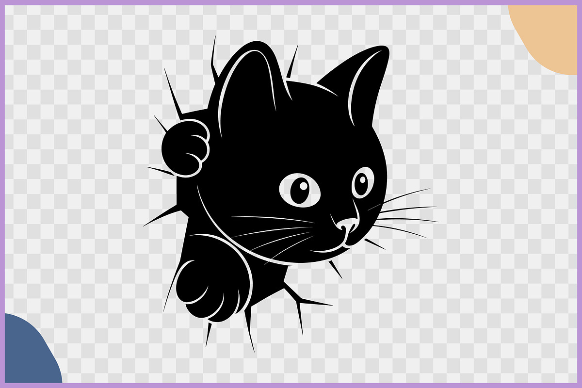 Black Cat Peeking Clipart SVG Bundle, an Animal Illustration by Gfx Expert Team (Photo 12 of 18)