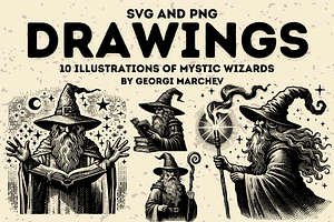 Mystical Wizard Illustrations Bundle, a Person Illustration by Ray Crimson
