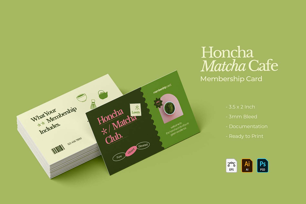 Honcha Matcha Cafe - Membership Card, a Business Card Template by VUNIRA (Photo 3 of 3)