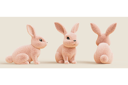 Cute fluffy rabbit front, side and, an Animal 3D Model by Marozhkastudio