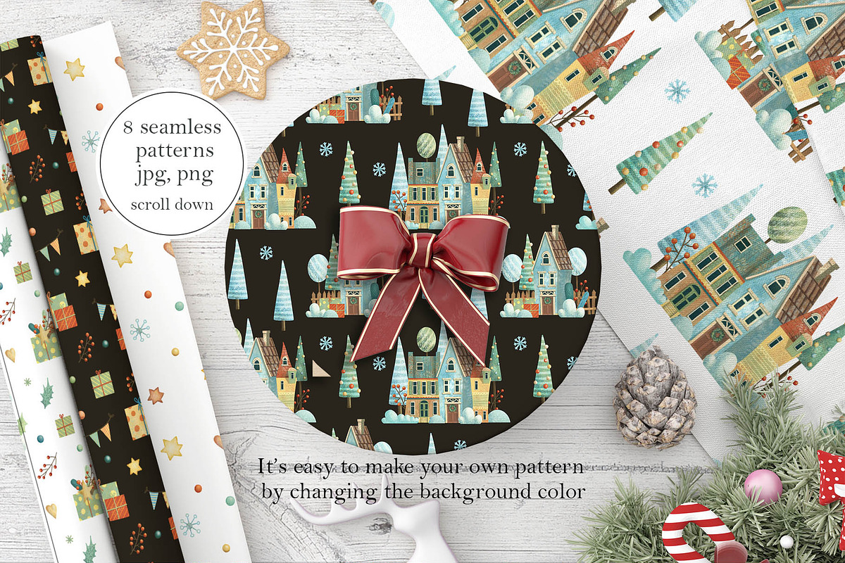 Christmas Village Set, a Decorative Illustration by Daria's Magic World (Photo 4 of 6)