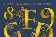 Gold Christmas Alphabet Clipart, an Object Graphic by ArtyCats (Thumbnail 2 of 5)
