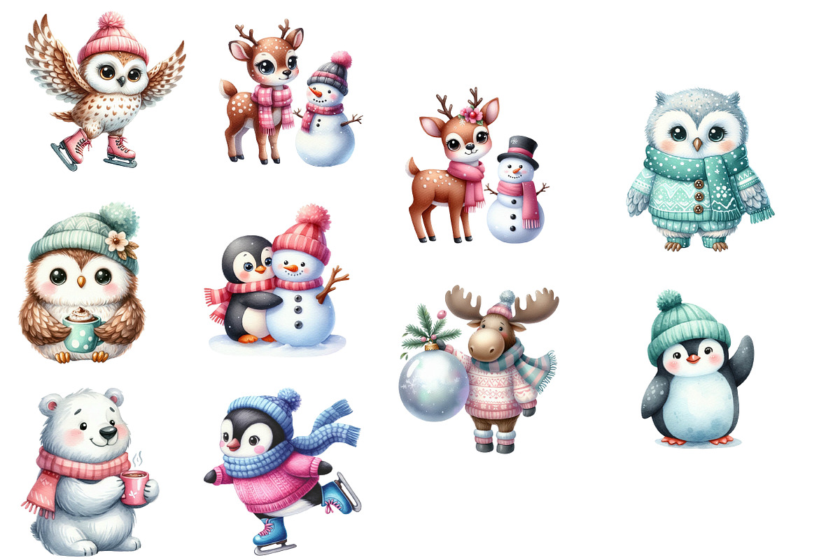 Watercolor winter animal clipart, an Illustration by Designworld (Photo 4 of 5)