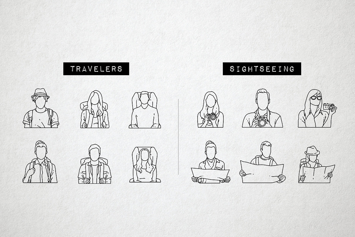 60 Travel Icons - Traveler Avatars, an Outline Icon by Hatch Design Workshop (Photo 4 of 10)