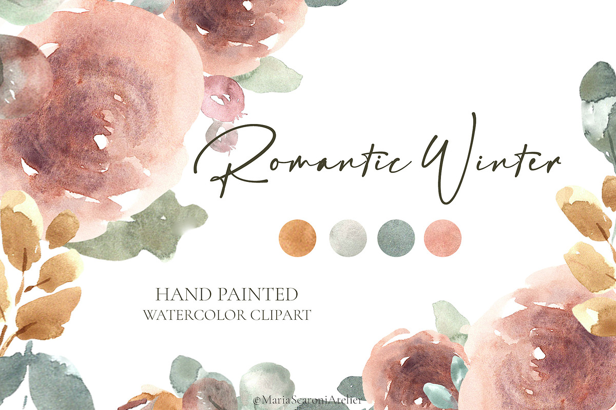 Romantic Winter - Watercolor Flowers, an Illustration by MariaScaroniAtelier (Photo 2 of 8)