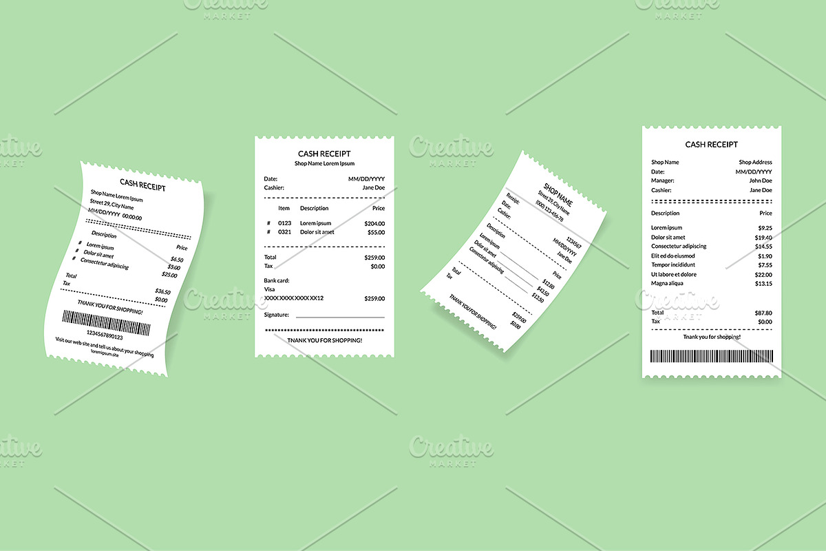Cash Register Receipts Set. Vector, an Object Graphic by Bigmouse_art (Photo 5 of 5)