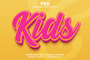 Kids Cute pink 3d Text Effect, a Layer Style Add-On by bdrobin