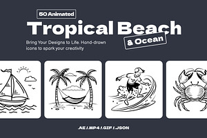 Animated Tropical Beach and Ocean, an Outline Icon by Brickclay