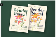 Floral Gender Reveal Invitation, a Card Template by Neermana (Thumbnail 1 of 4)