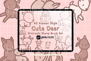 Cute Deer Procreate Stamp Brushes