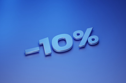 Minus ten percent discount on a blue background