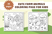 Cute Farm Animals Coloring Page, an Animal Illustration by Salaly (Thumbnail 2 of 4)