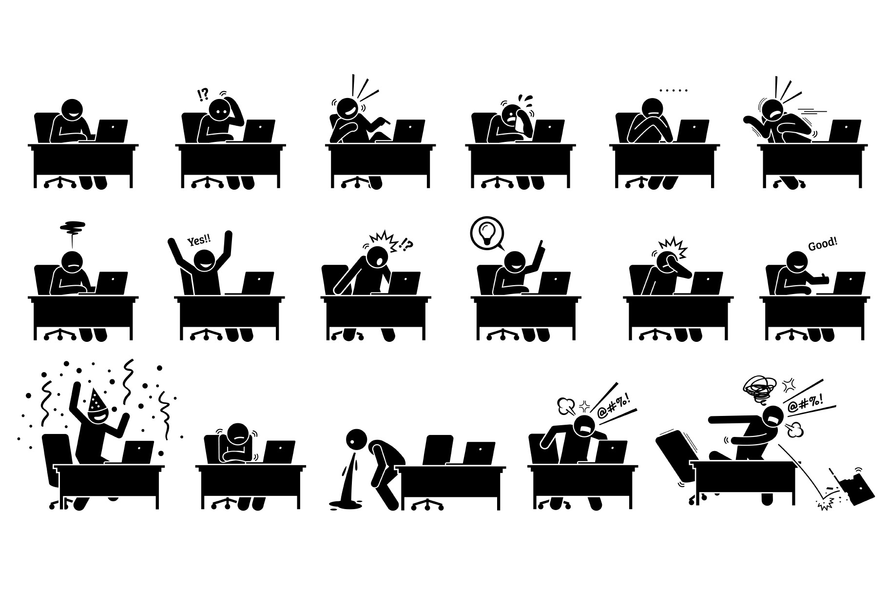 Computer Reactions Internet Emotions | Outline Icons ~ Creative Market