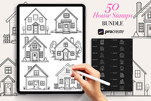 50 House Procreate Stamps Brushes