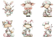 Whimsical Easter Nurse Animals, an Illustration by Designking (Thumbnail 2 of 5)