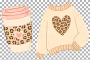 Leopard Autumn Clipart Coffee PNG, a Seasonal Illustration by SugarCloudStudioArt (Thumbnail 5 of 5)
