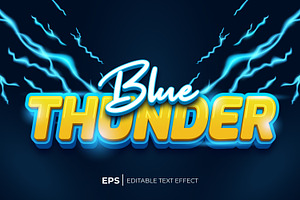 A blue thunder text effect