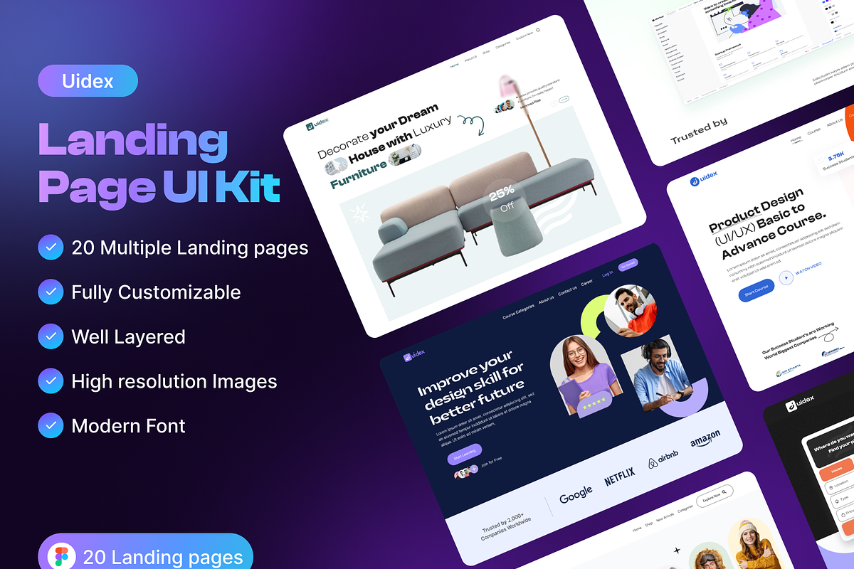 Landing Page UI Kit, an UI Kit Template by UiDex (Photo 1 of 4)