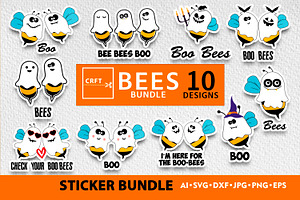 Halloween Boo Bees Bundle 10 Designs