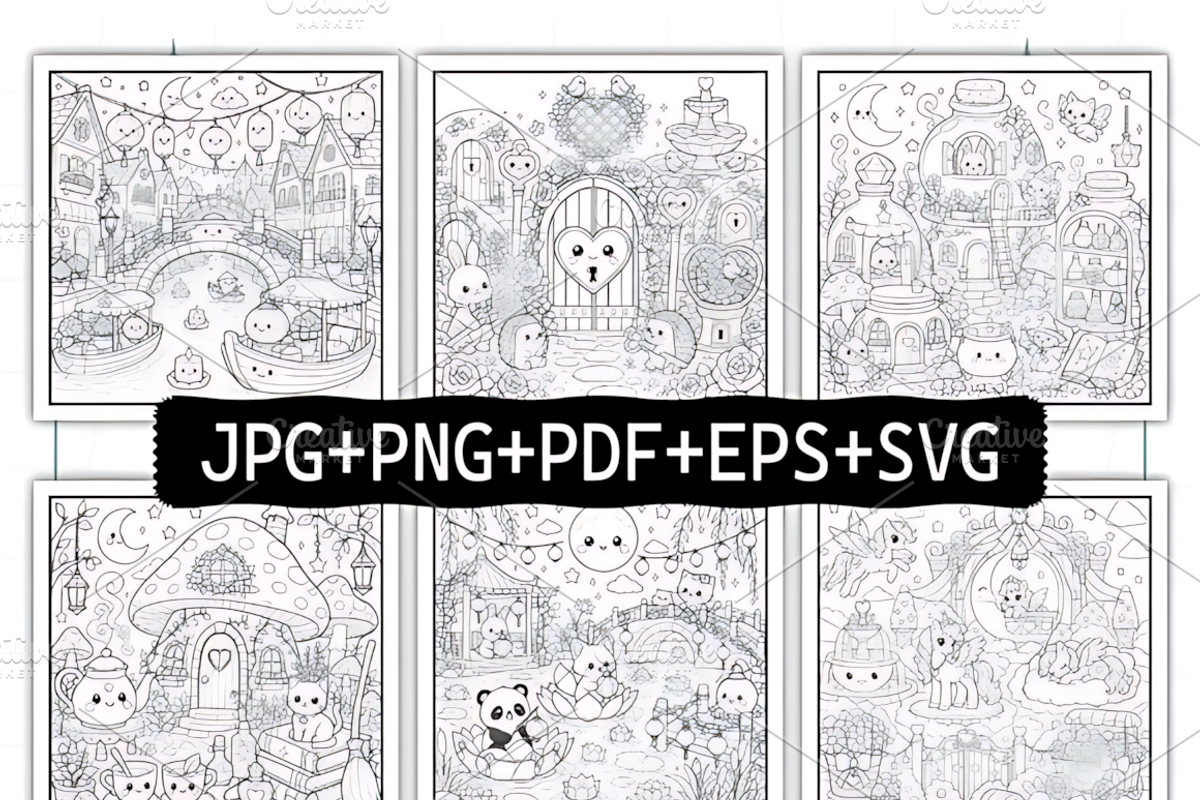 Kawaii Magical Worlds Coloring, a Decorative Illustration by Coco Bloom (Photo 2 of 8)