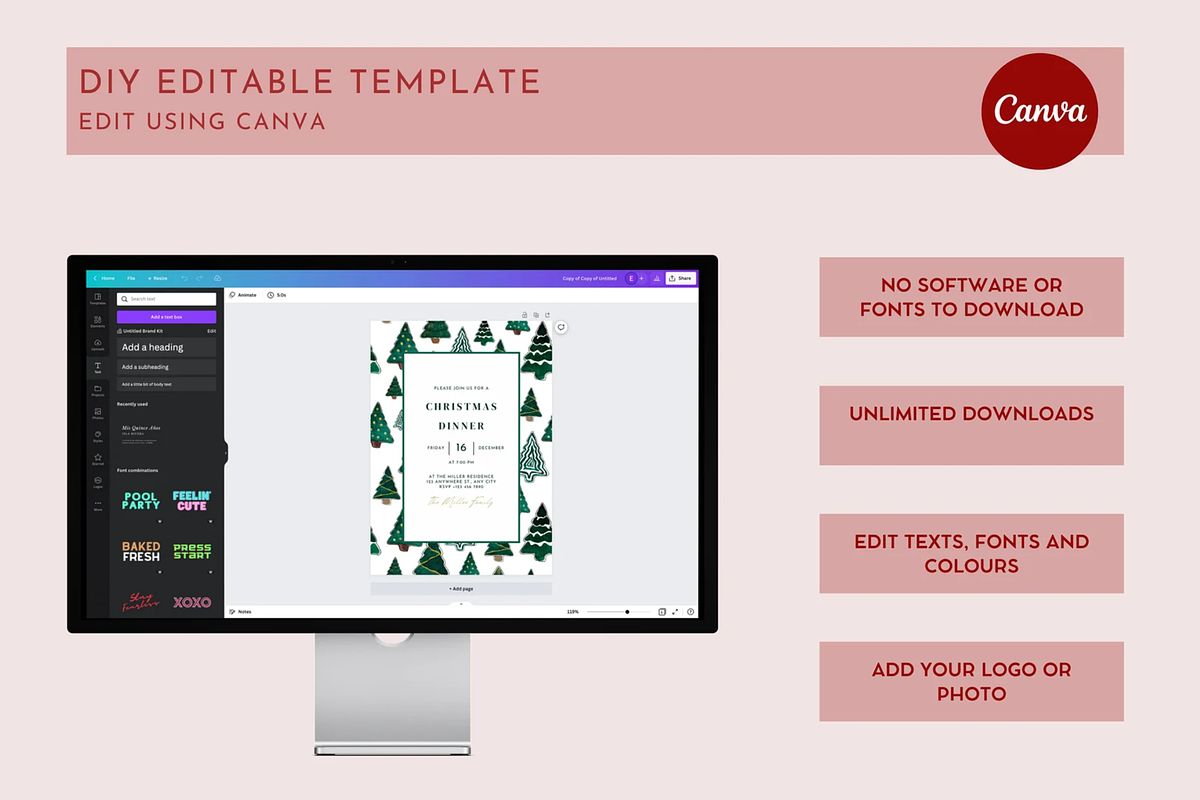 Editable Christmas Party Invitation, an Invitation Template by ForeverPrint (Photo 8 of 9)