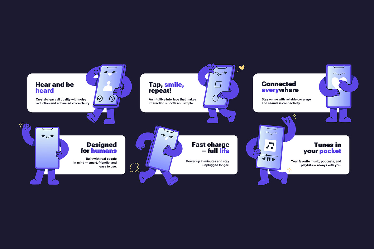 Mascot of mobile phone set, cards, a Technology Illustration by PaperTrident (Photo 4 of 4)