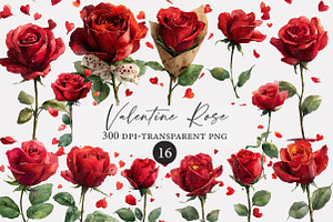 Valentine Rose clipart, an Illustration by Designworld