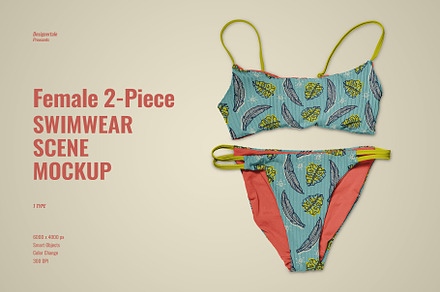 Female 2-Piece Swimwear Scene Mockup