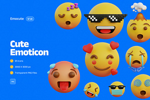 3D Emoticon Icons Pack