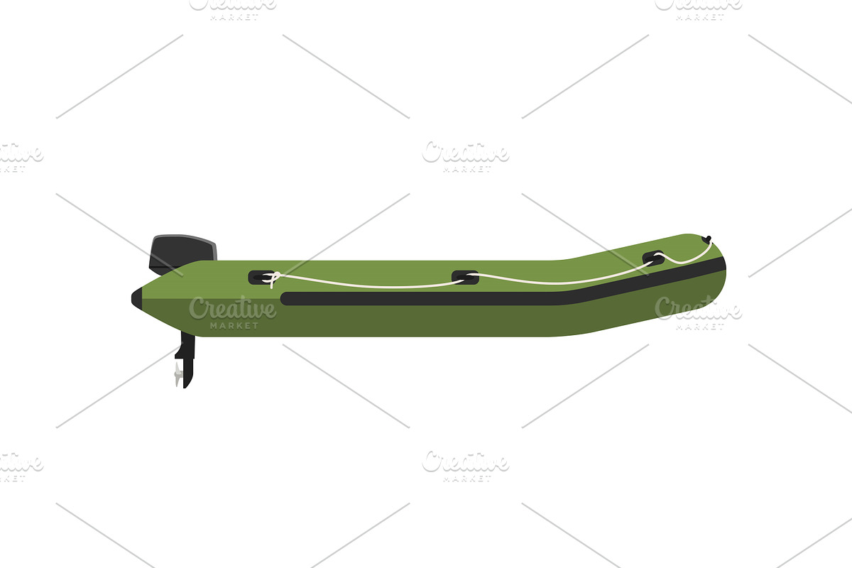 Inflatable green boat, an Object Graphic by bolotoff