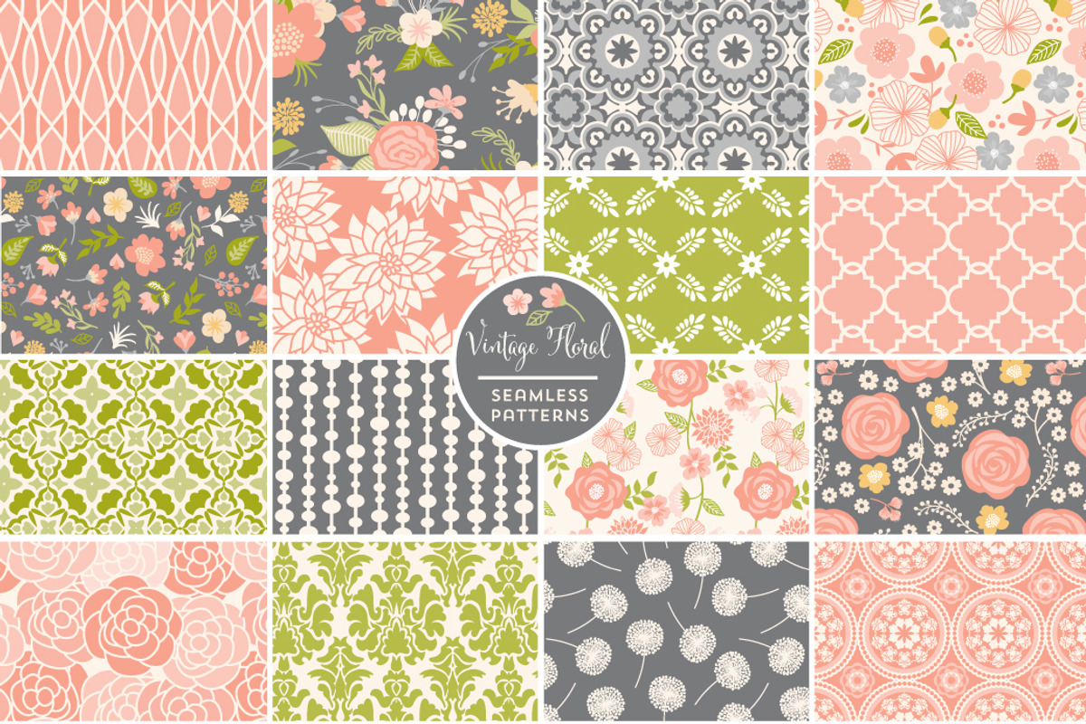 Vintage Floral Vector Patterns preview 3