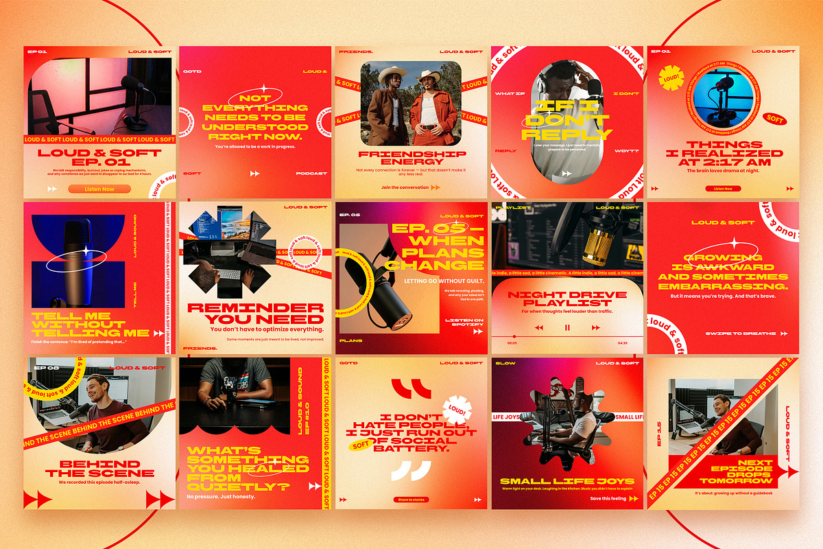 Loud & Soft Podcast Instagram Kit, a Social Media Template by Nenjo Studio (Photo 3 of 5)