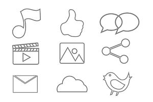 Social Network  icons outline set 